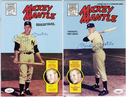 Pair of Mickey Mantle Signed Comic Books